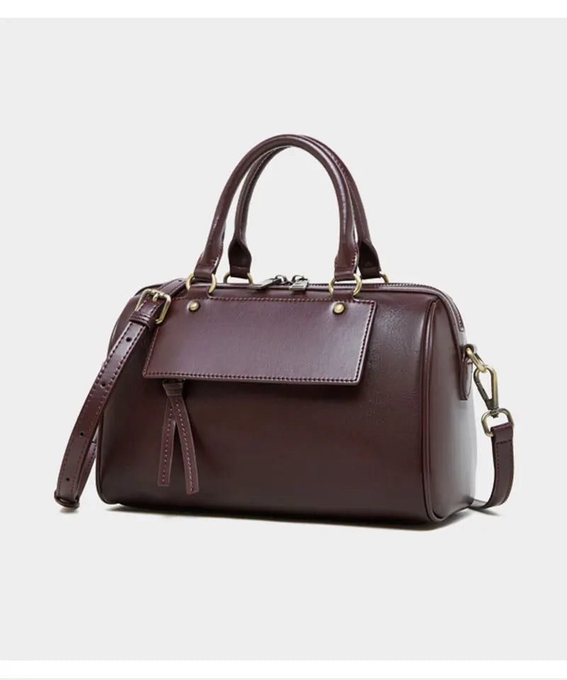 Sac cabas noir Genuine Leather Marron A-Marron B-Marron C-Gris-Noir-ShopGET® 