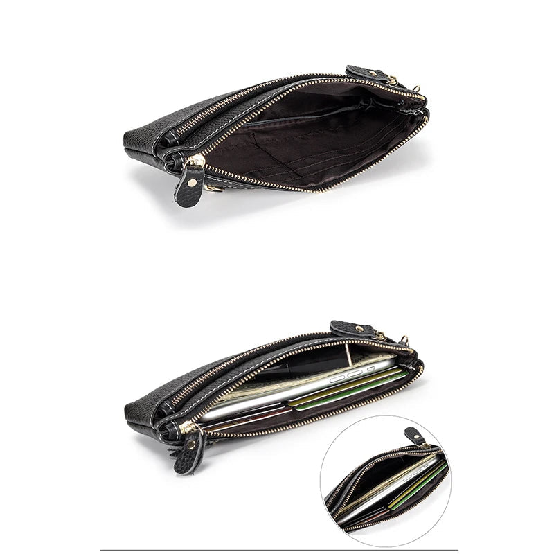 Pochette femme noir en cuir Pourpre-Rose-Vert-Noir-ShopGET® 