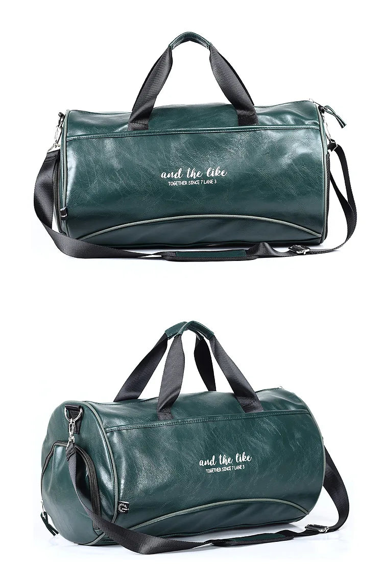Sac polochon étanche en cuir Noir A-Noir B-Vert A-Noir Jaune-Vert B-ShopGET® 