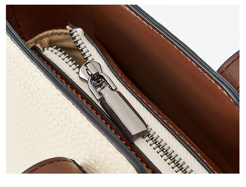 Grand sac cabas en cuir blanc Blanc-Noir-ShopGET® 