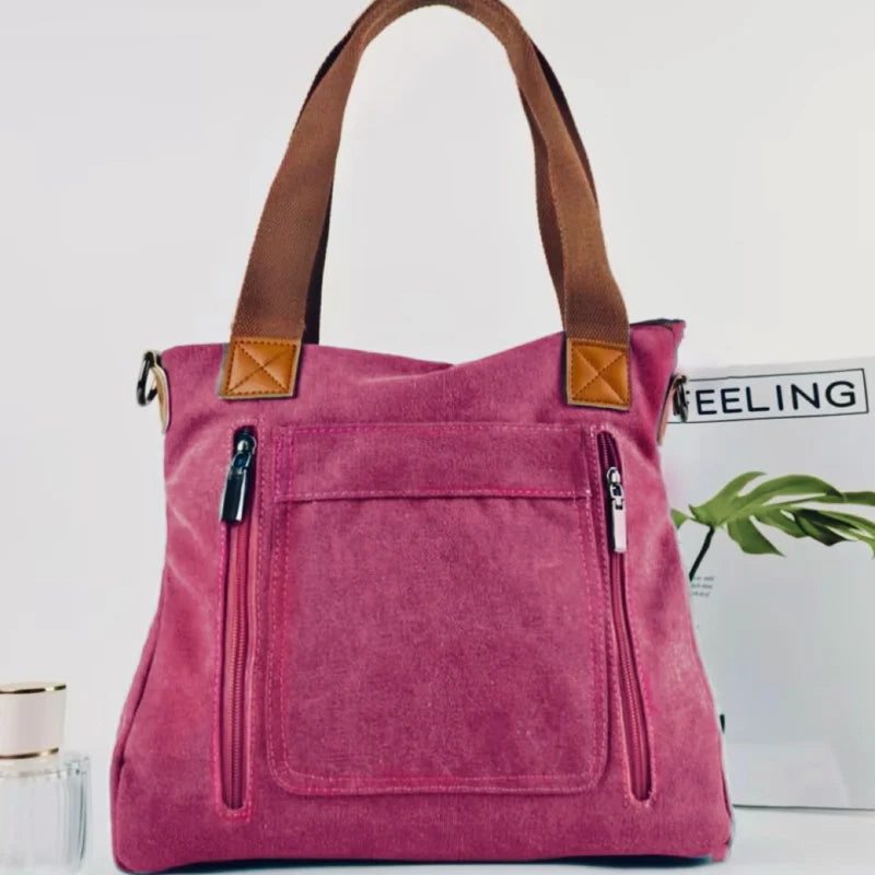 Sac cabas femme en tissu Canvas A-B-C-D-E-F-G-H-Noir-Marron-Bleu-Pourpre-I1-A-Gris-I1-B-I1-C-rose rouge-I1-D-I1-E-ShopGET® 