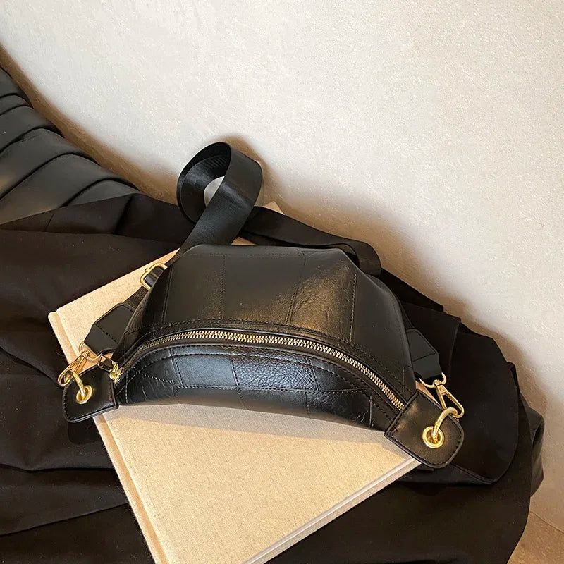 Sac banane en cuir argent femme