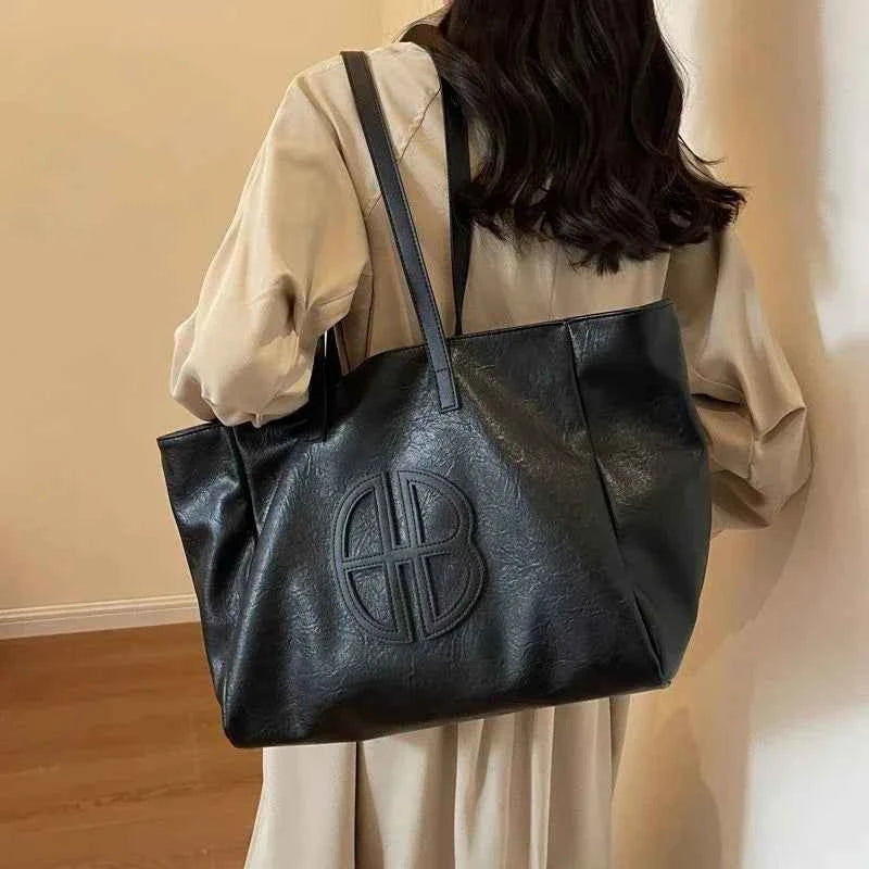 Gros sac cabas femme Marron-Noir-ShopGET® 