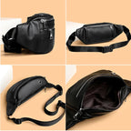 Sac banane cuir noir pour homme