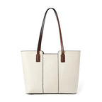 Grand sac cabas en cuir blanc Blanc-Noir-ShopGET® 