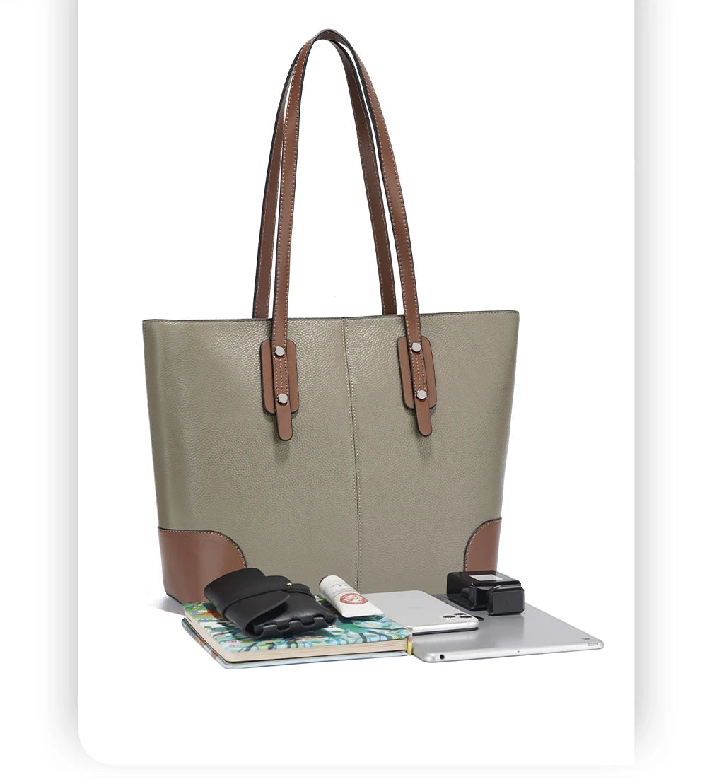 Sac cabas noir pour le travail - Elena Marron-Kaki-Gris-Bleu-Noir-ShopGET® 