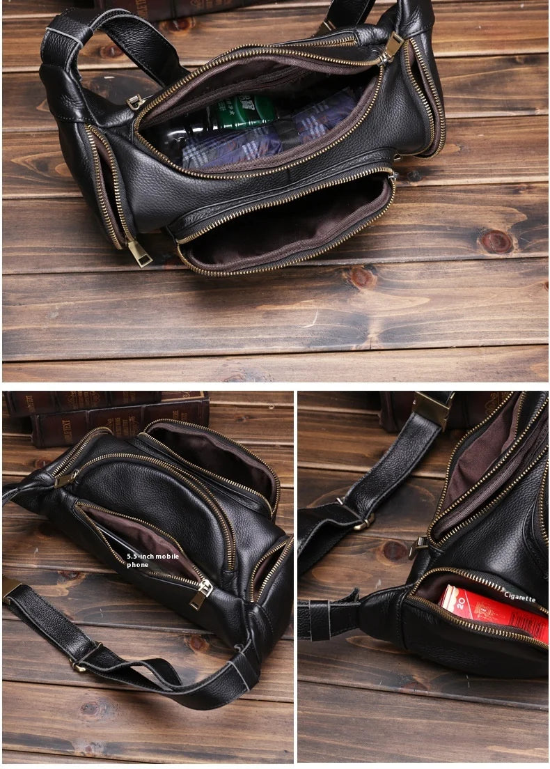 Sac banane homme militaire en cuir de qualité