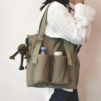 sac cabas tissu Oxford Beige A-Vert A-Bleu A-Beige B-Noir A-Bleu B-Noir B-Vert B-ShopGET® 