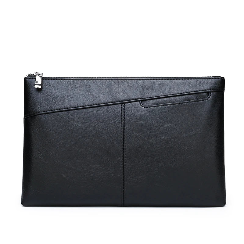 Pochette homme en cuir idéal pour VIP party Noir / 30cm x 19cm x 2cm-Noir / 27cm x 17cm x 2cm-ShopGET® 