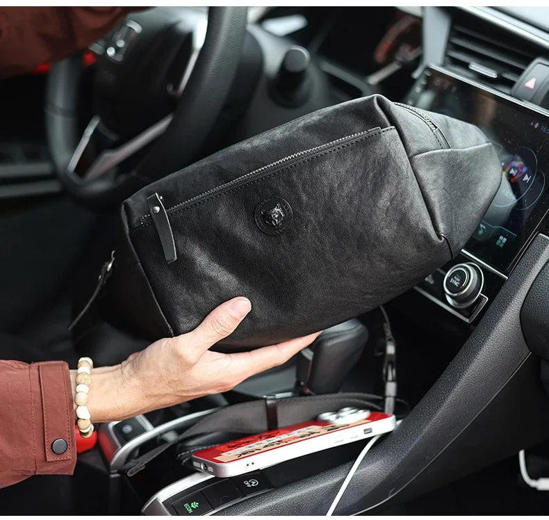 Sac banane homme rectangulaire en cuir - ShopGET®