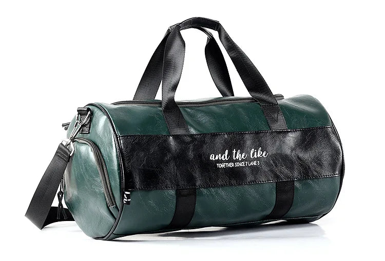 Sac polochon étanche en cuir Noir A-Noir B-Vert A-Noir Jaune-Vert B-ShopGET® 