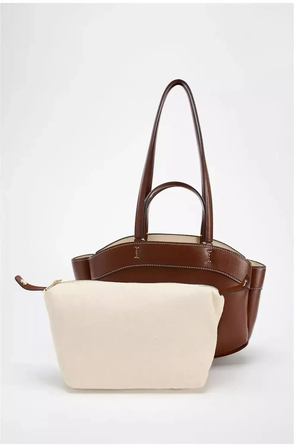 Mini sac cabas en cuir pour les femmes Magneta Couleur-Marron-Noir-ShopGET® 