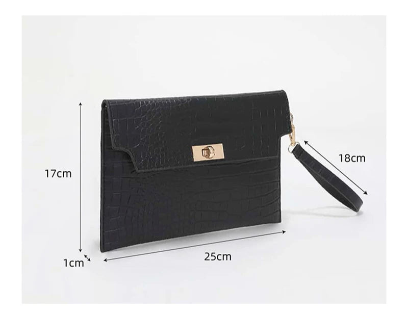 Sac pochette femme luxe cuir Kaki / 25x2x17cm-Noir / 25x2x17cm-ShopGET® 