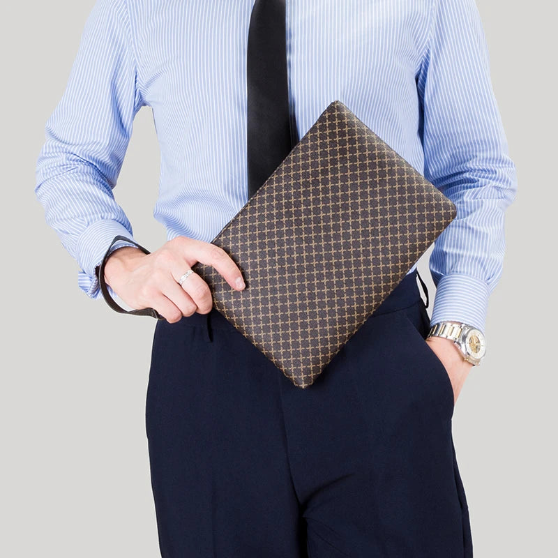 Pochette homme temps moderne en cuir Noir / 15cm x 24cm x 2cm-Noir / 19cm x 27cm x 2cm-ShopGET® 