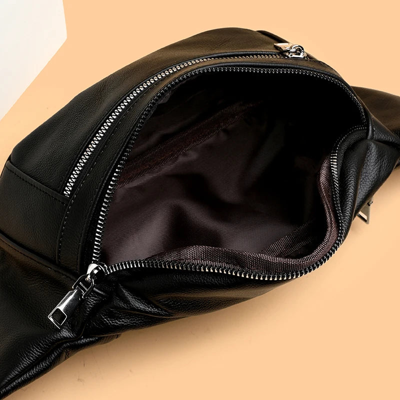 Sac banane cuir noir pour homme