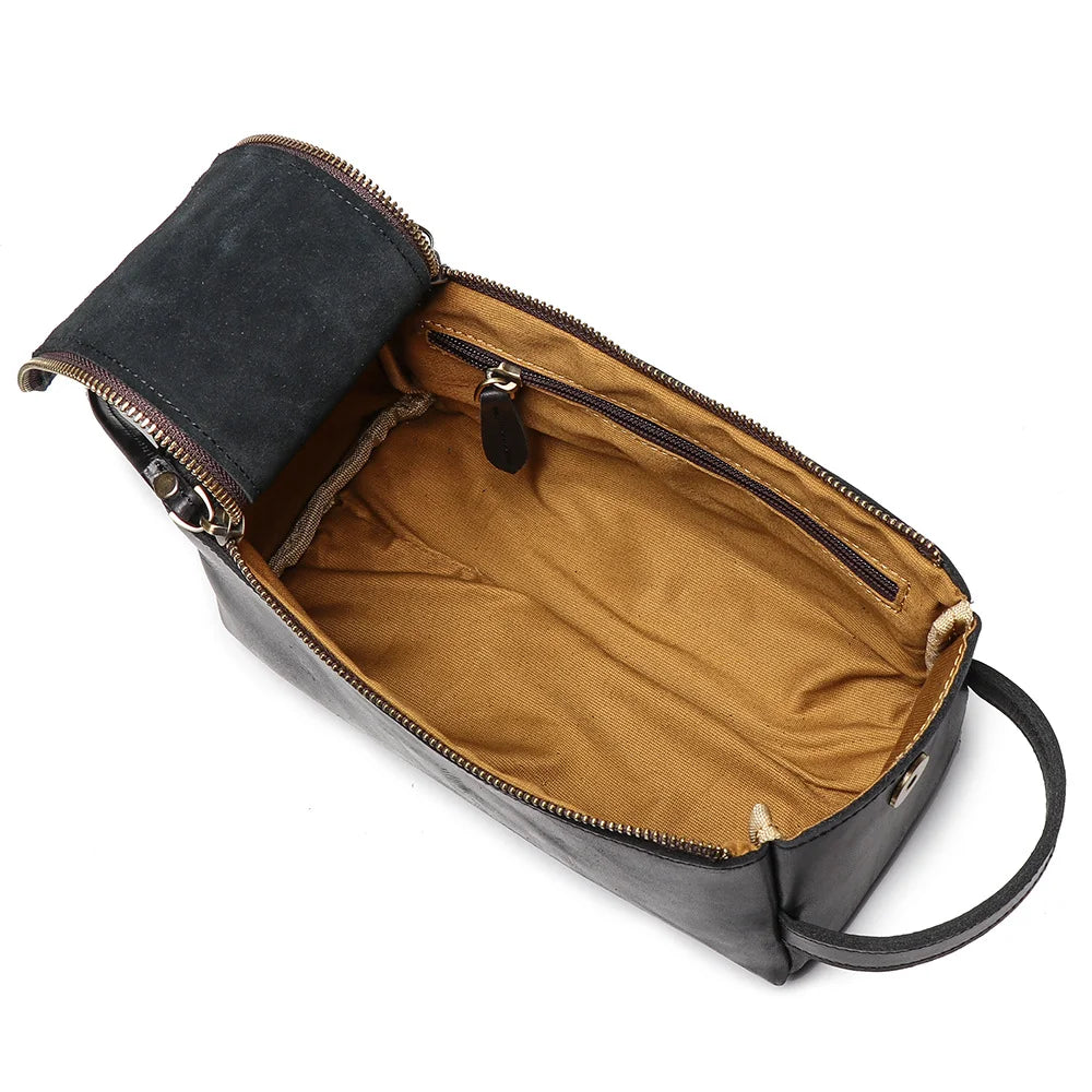 Trousse de toilette homme solide en cuir - ShopGET®