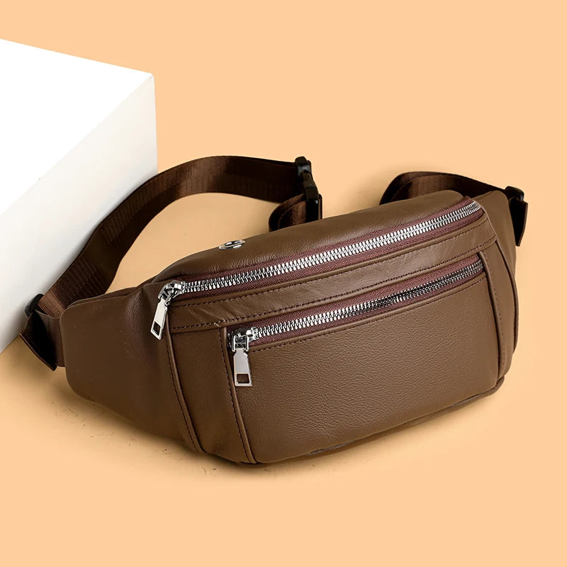 Sac banane cuir noir pour homme