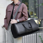 Sac weekend femme en cuir solide et premium Noir-ShopGET® 