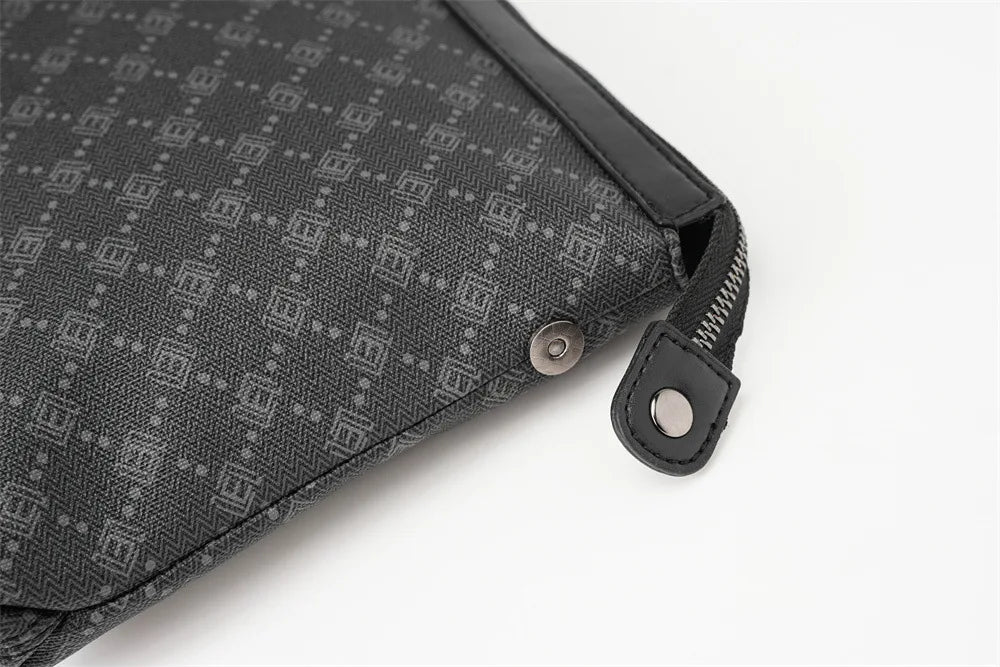 Petite pochette homme  luxe en plaid Noir-ShopGET® 