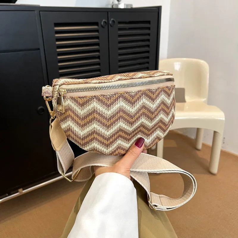 sac banane femme tendance à rayures ondulées