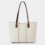 Grand sac cabas en cuir blanc Blanc-Noir-ShopGET® 