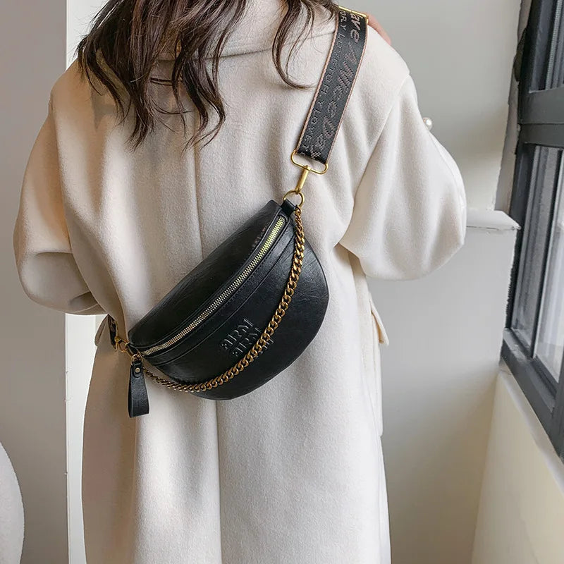 Sac banane femme chic solide avec chaine