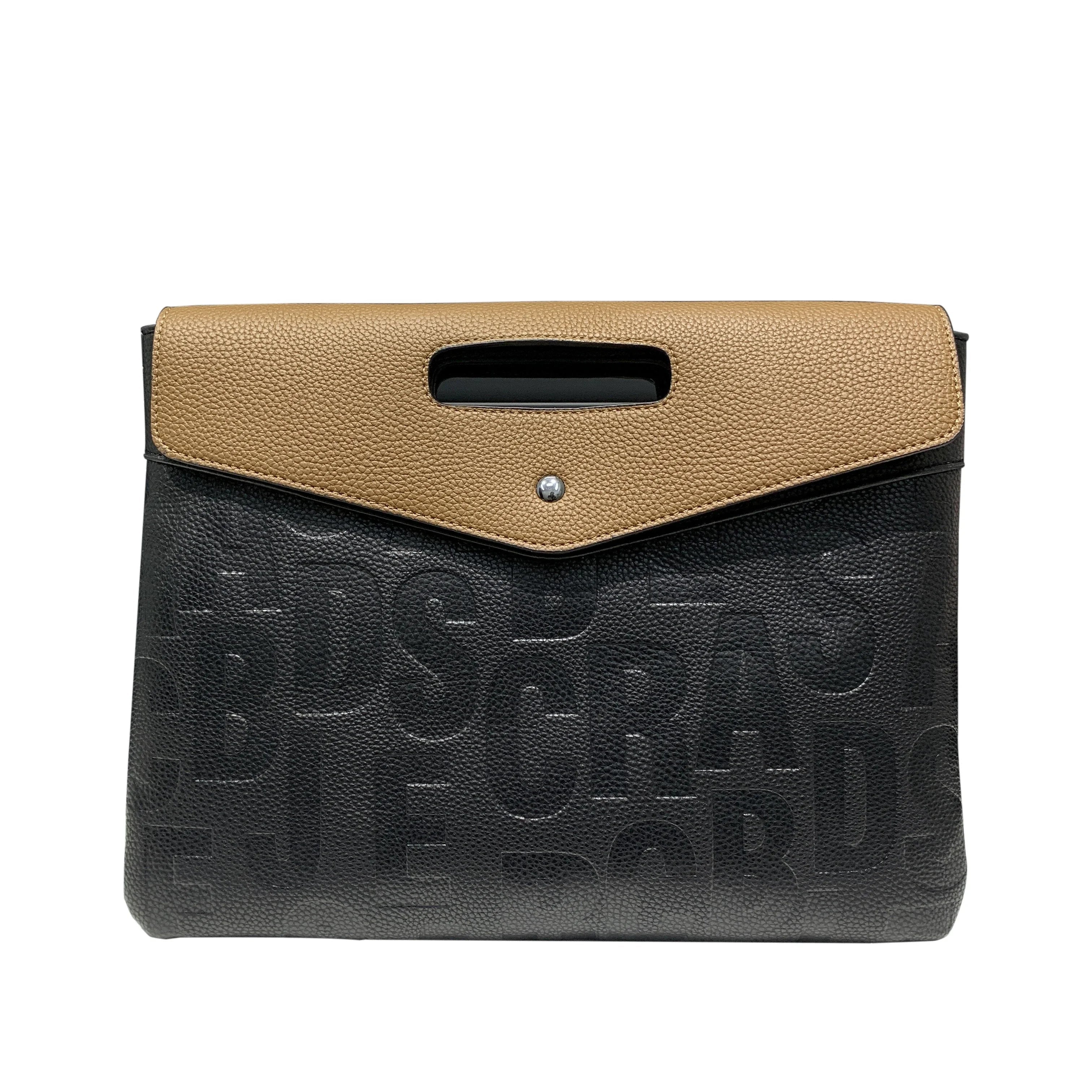 Grande pochette femme à bandoulière Marron-Noir-ShopGET® 