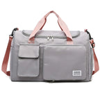 Sac weekend femme multi compartiment Vert-Bleu-Vert rose-Beige-Bleu A-Pourpre A-Gris-Rose A-Rose B-Kaki-Pourpre B-Bleu Ciel-Noir-ShopGET® 