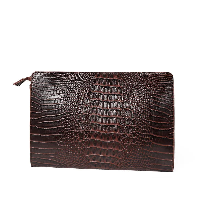 Pochette homme de luxe en cuir Noir-Marron-ShopGET® 