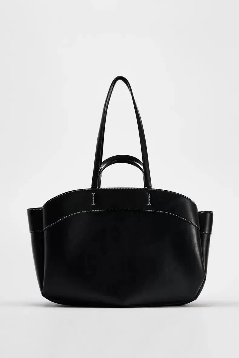 Mini sac cabas en cuir pour les femmes Magneta Couleur-Marron-Noir-ShopGET® 