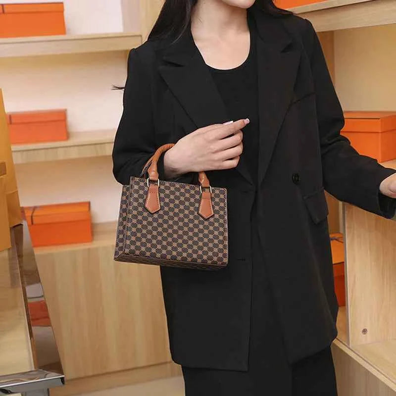 Sac cabas femme plaid marron Noir / 20x15x8cm-Marron / 20x15x8cm-Kaki / 20x15x8cm-ShopGET® 