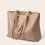 Sac cabas en cuir grand et simple Marron-Gris-ShopGET® 