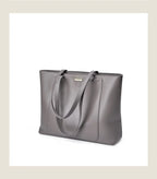 Sac cabas en cuir grand et simple Marron-Gris-ShopGET® 