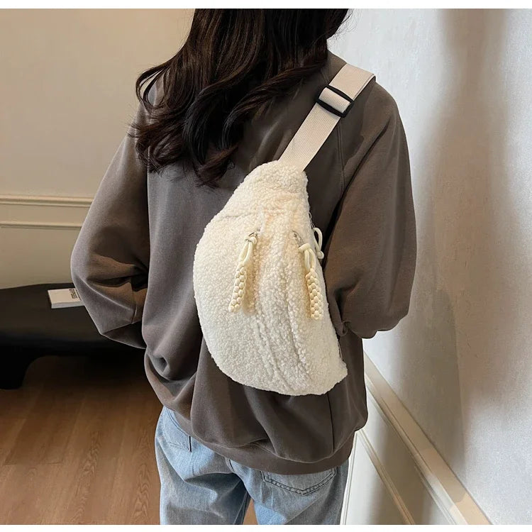 Grand sac banane velours pour femme