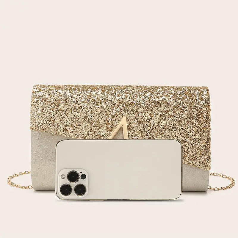 Pochette femme or en forme d'enveloppe champagne / 23 x 6 x 14cm-Argent / 23 x 6 x 14cm-Dorée / 23 x 6 x 14cm-ShopGET® 