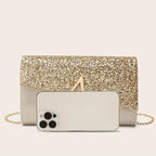 Pochette femme or en forme d'enveloppe champagne / 23 x 6 x 14cm-Argent / 23 x 6 x 14cm-Dorée / 23 x 6 x 14cm-ShopGET® 