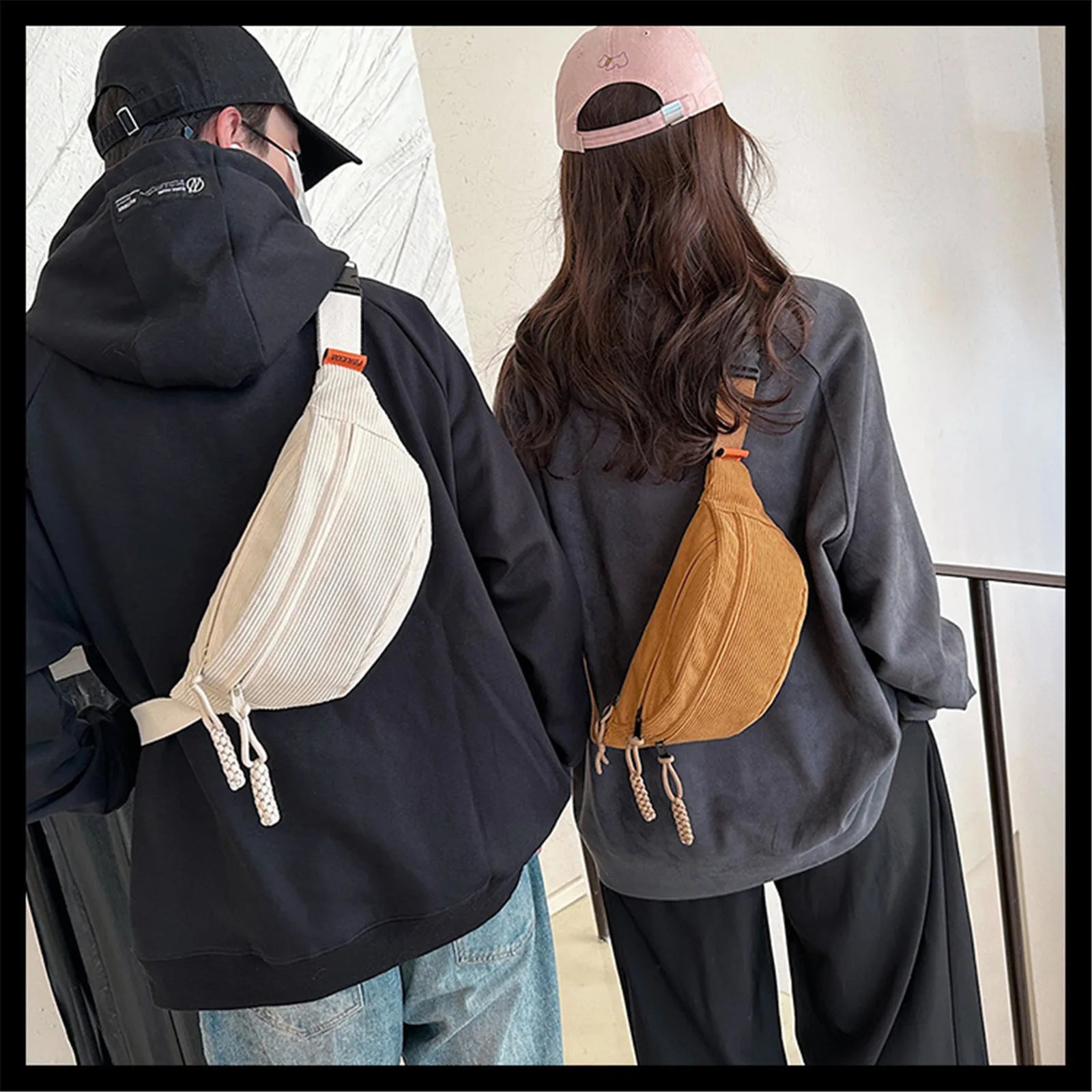 Sac banane velours côtelé pour femme