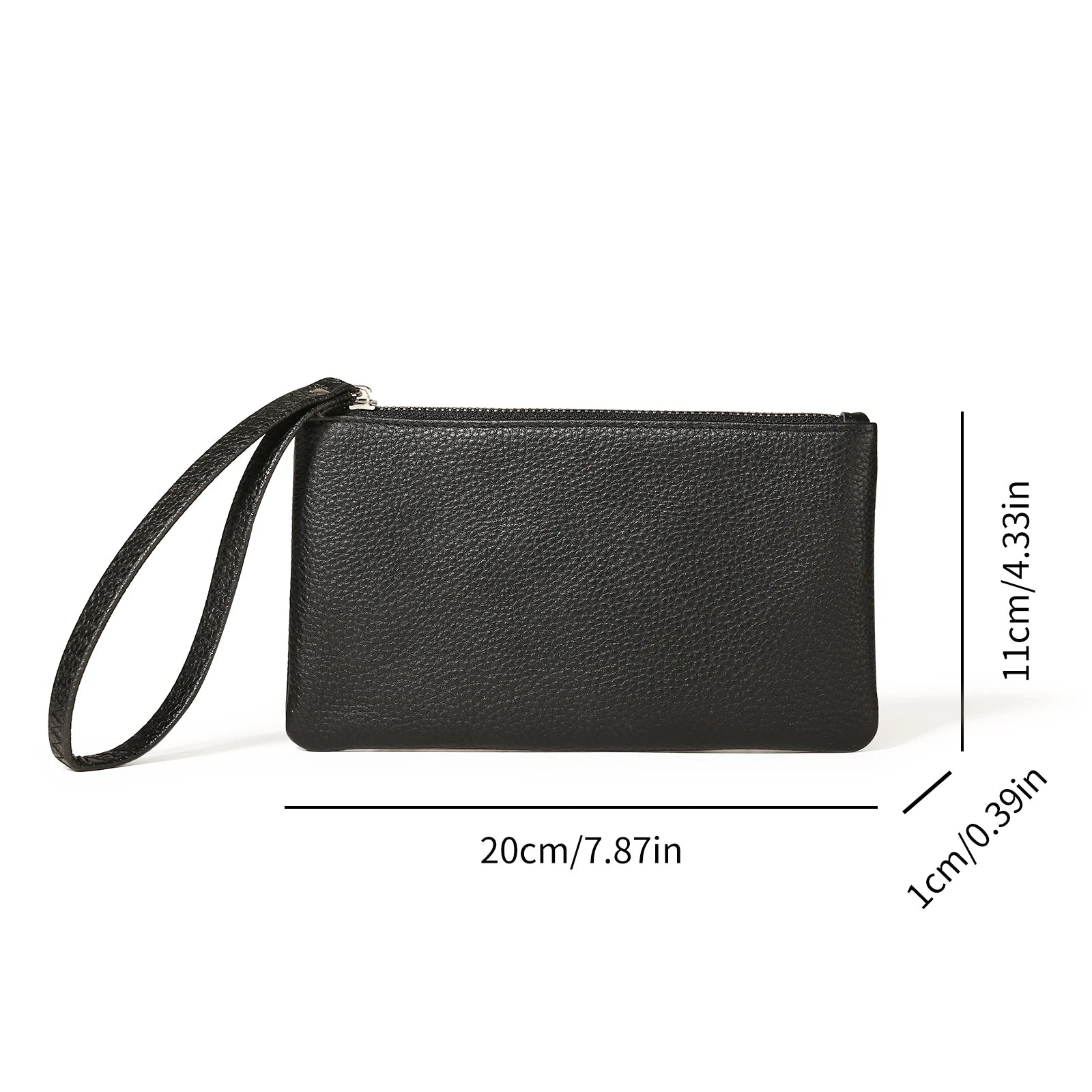 Pochette femme cuir noir Noir / 20cmx1cmx11cm-ShopGET® 