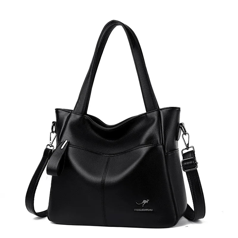 Sac cabas noir Genuine Leather à bandoulière Rouge-Jaune A-Gris-Vert-Bleu-Noir A-Jaune B-Kaki-Burgundy-Noir B-Jaune C-ShopGET® 