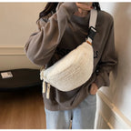 Grand sac banane velours pour femme