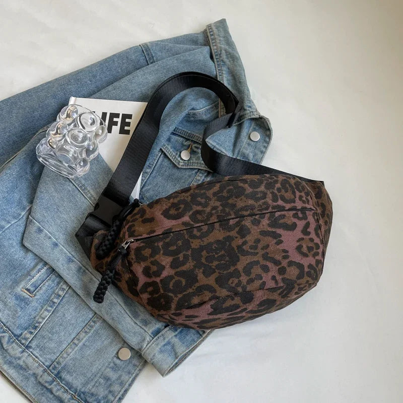 Sac banane léopard  en toile