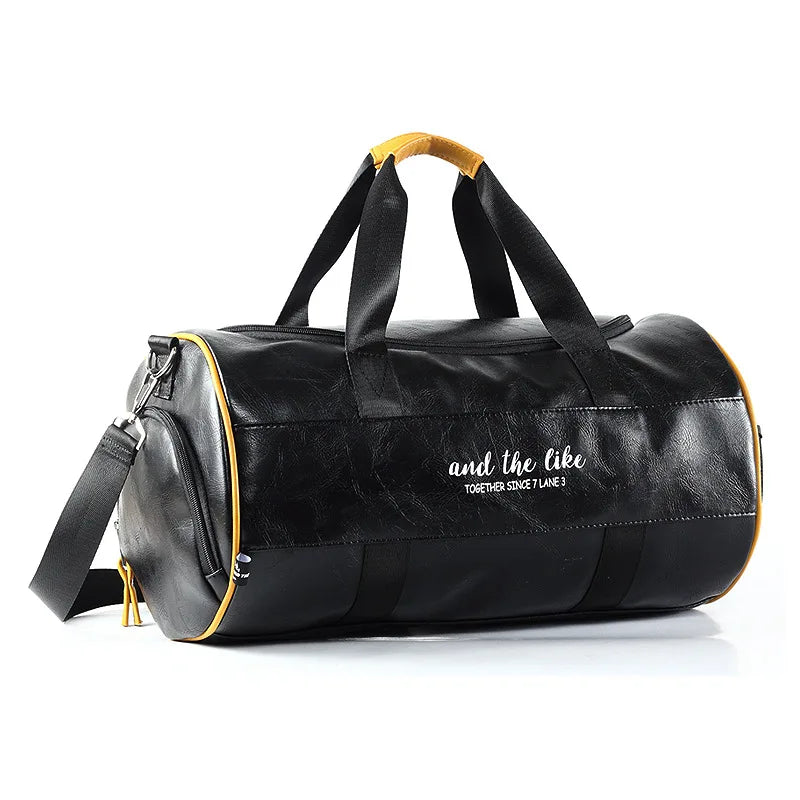 Sac polochon étanche en cuir Noir A-Noir B-Vert A-Noir Jaune-Vert B-ShopGET® 