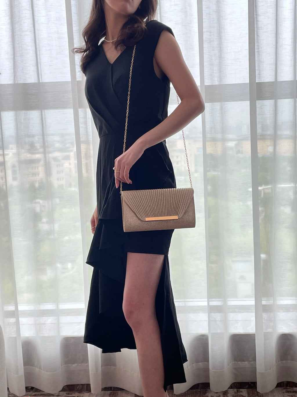 Pochette femme soirée originale Blanc-Noir-Champagne-Argent-ShopGET® 