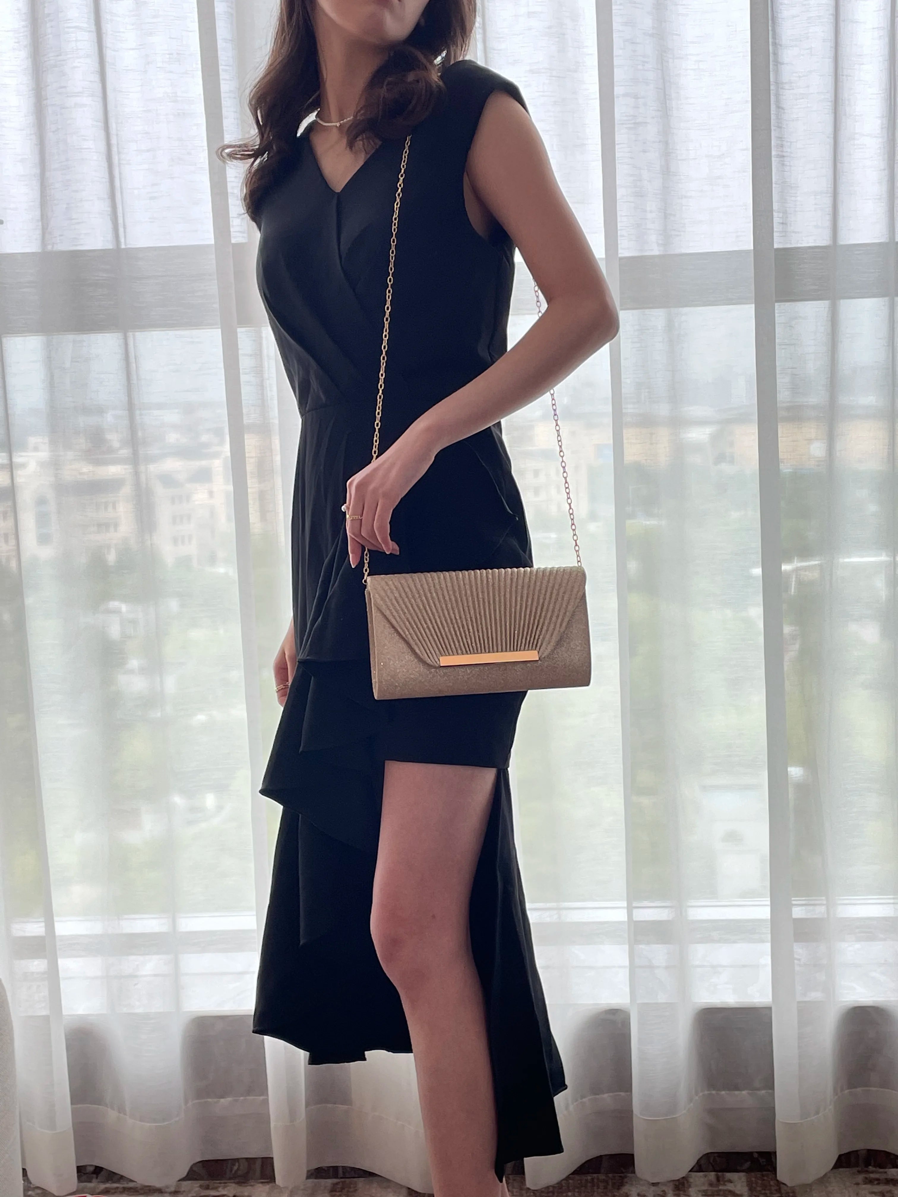 Pochette femme soirée originale Blanc-Noir-Champagne-Argent-ShopGET® 