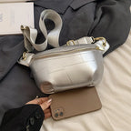 Sac banane en cuir argent femme