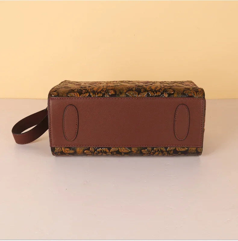 Mini sac cabas en cuir Marron-ShopGET® 