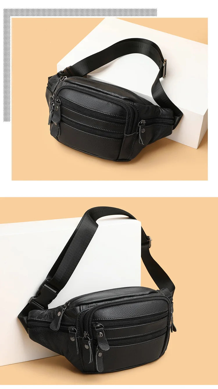 Sac banane en cuir camel homme