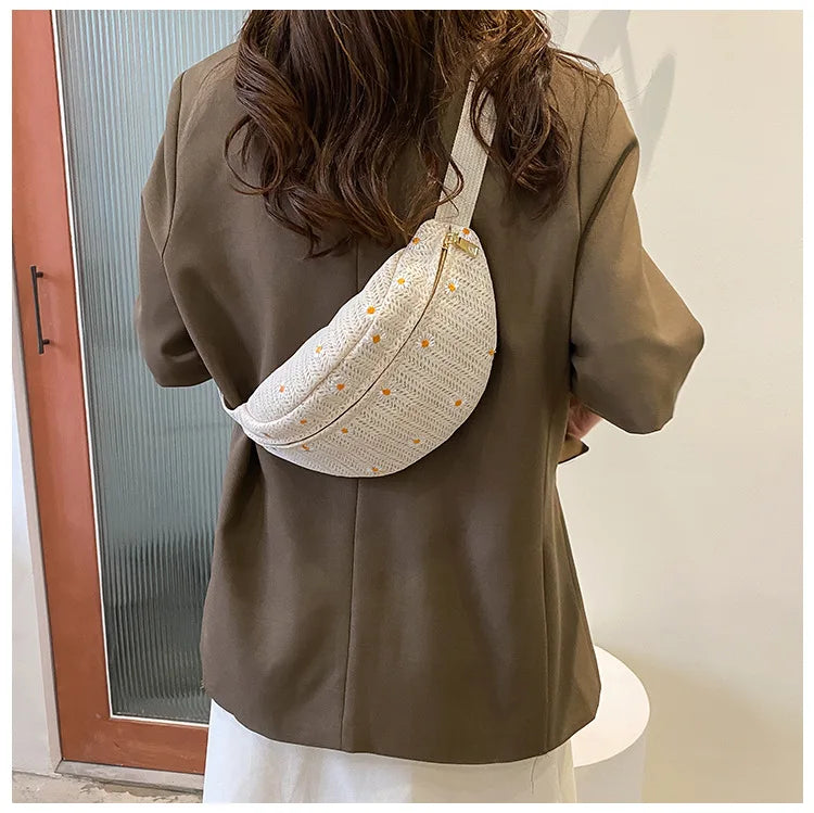 Sac banane femme paille fleurs - ShopGET®