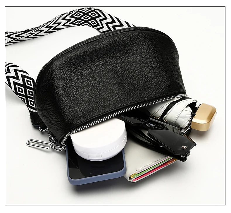 Sac banane femme chic à bandoulière en cuir de vache