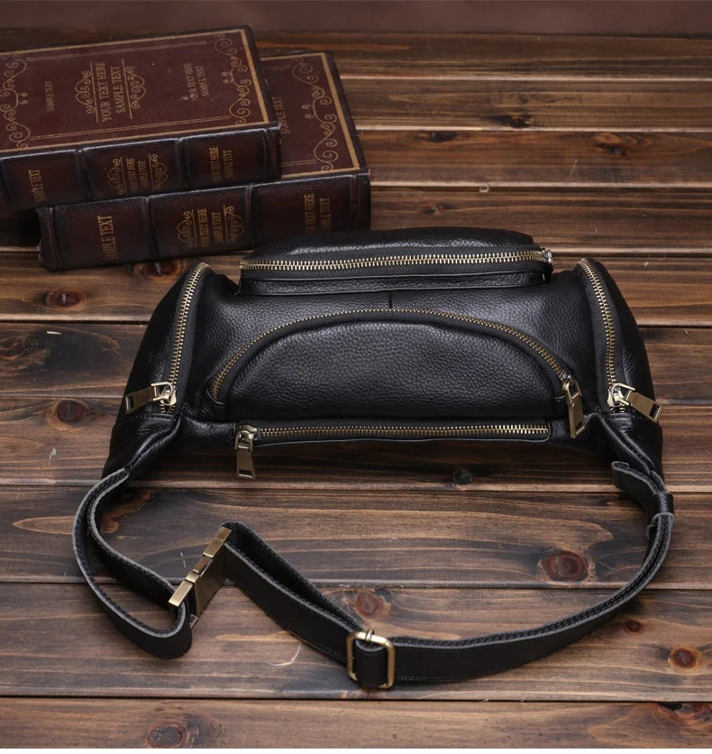 Sac banane homme militaire en cuir de qualité